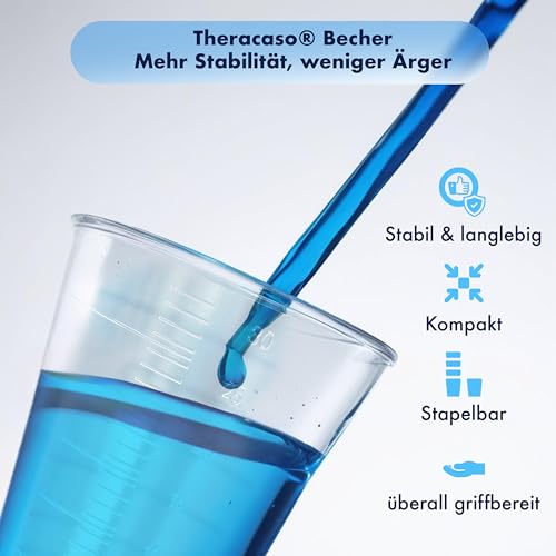 Theracaso® Medizinbecher 30 ml – stabiler Schnapsbecher, Mischbecher & Messbecher aus PP – graduiert & stapelbar – für Pflege, Labor, Party, Basteln – Made in Germany (60, Farbmix)