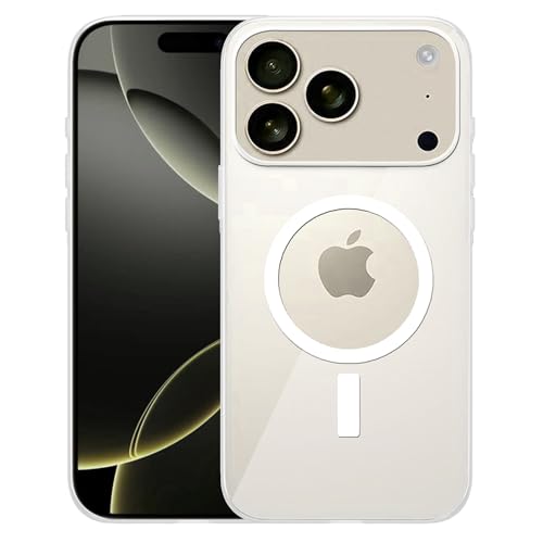 Image of amazon basics Clear Magnetic Case Cover for iPhone 17 Pro [Compatible with MagSafe Accessories] Slim Shockproof Magnetic Transparent Phone Cover Case