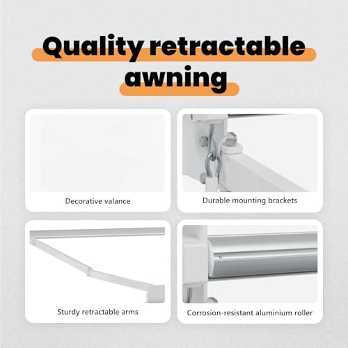 Auvent blanc en polyester 300 cm avec protection solaire - 5