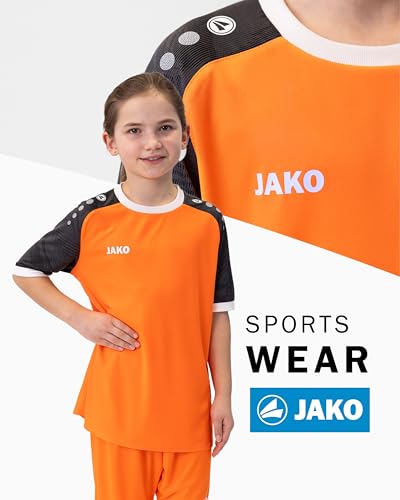 JAKO Trikot Iconic, Chemise Enfants Unisexes, Neonorange/Schwarz,