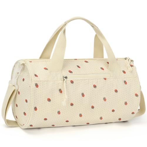 MIAOJIE Dance Bag for Girls, Dance Duffel Bags Gym Ballet Bag Sports Overnight Weekender Travel Duffel Bags Gift for Dancers Teen Girls Women -14IN Strawberry
