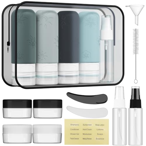 16 Pack Travel Bottles for Toiletries, Silicone TSA Approved-Containers for