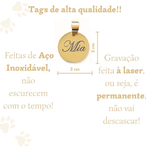 Plaquinha de Identificação Personalizável com Gravação a Laser para Cão ou Gato, Aço Inoxidável (Pra