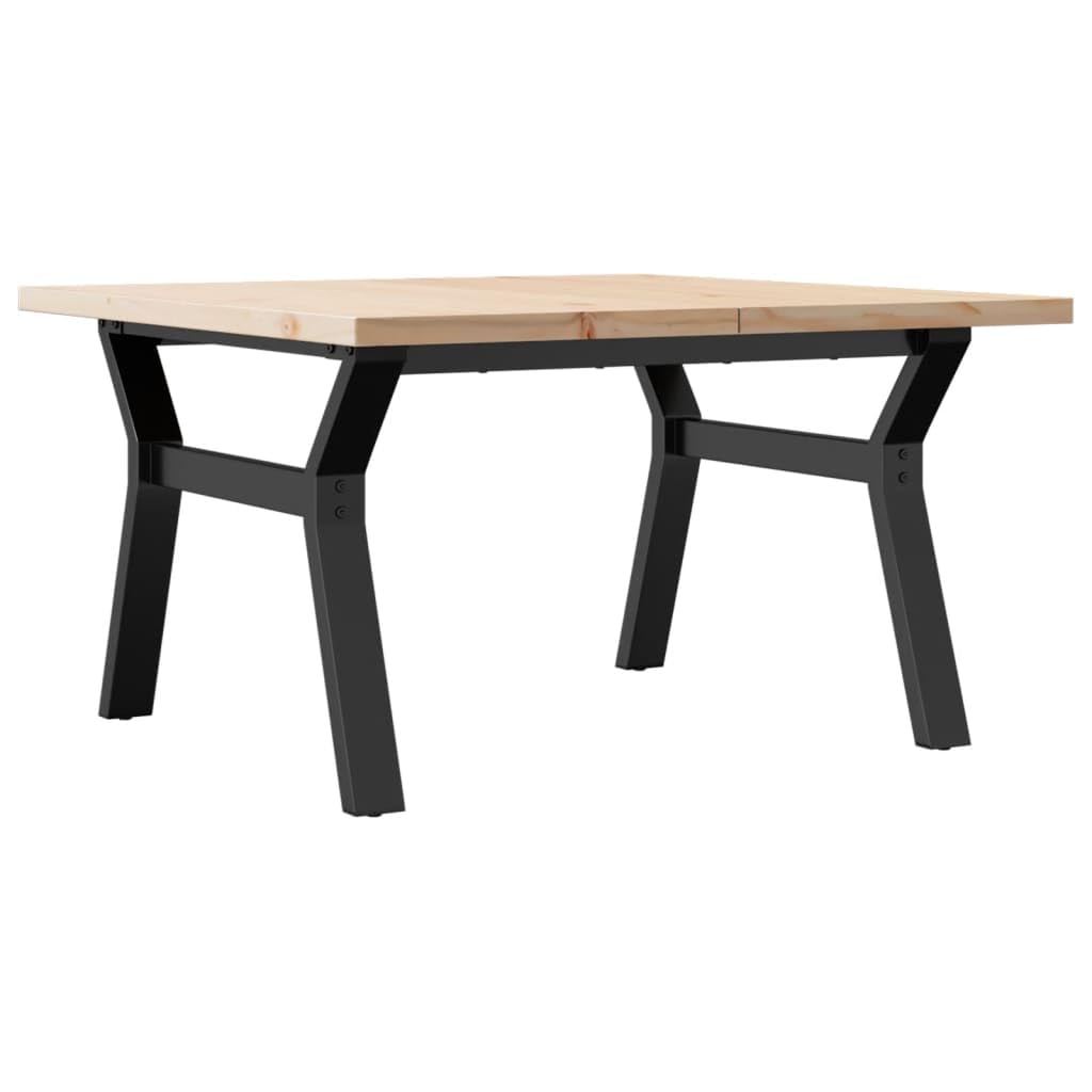 Stolik kawowy z litego drewna sosnowego ze stalowym stelażem, 80 x 80 x 45,5 cm, prostokątny, stabilny i trwały, do salonu, jadalni, kuchni, mebli do siedzenia
