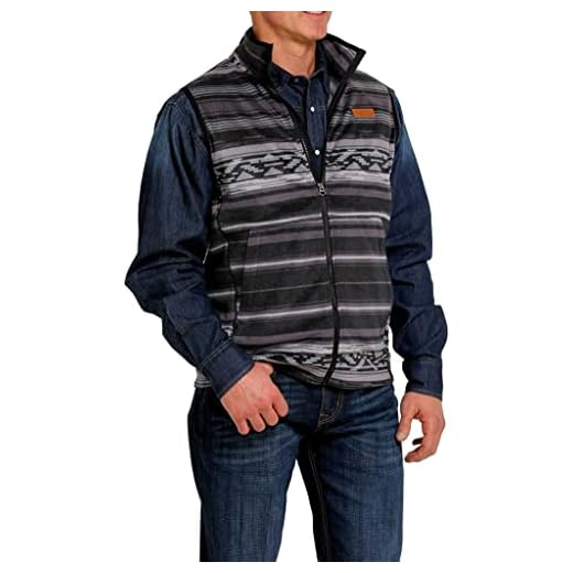 Cinch Men's Polar Fleece Zip Up Black Vest Black XL