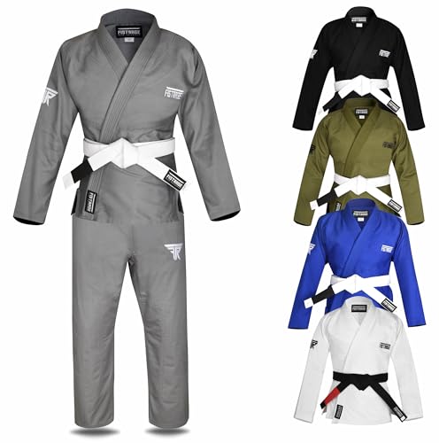 VELO BJJ GI for Men and Women Brazilian Jiu Jitsu Gi Adult Gi Kimonos Bjj Uniform Martial Pants, Jackets with free Belt (Grey, A1)