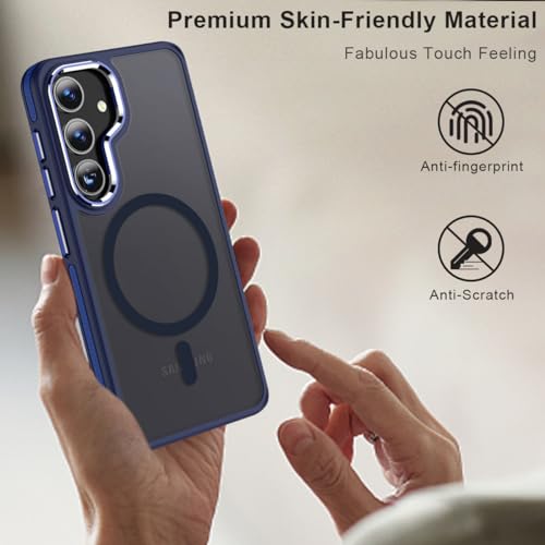 Image of MALEWOLF Magnetic Case for Samsung Galaxy S24+ Plus 5G, Color Match Cover [Compatible with Magsafe] [Military Drop Protection] Anti-Slip Soft TPU Edge Phone Case for Galaxy S24 Plus (Darkblue)