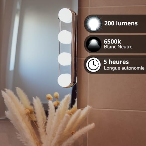 Xanlite ECM200PW Beleuchtung Spiegellampe, LED, 200 Lumen, Befestigung durch Saugnäpfe (im Lieferumfang enthalten), Schrauben (nicht im Lieferumfang enthalten) – Farbe Neutralweiß