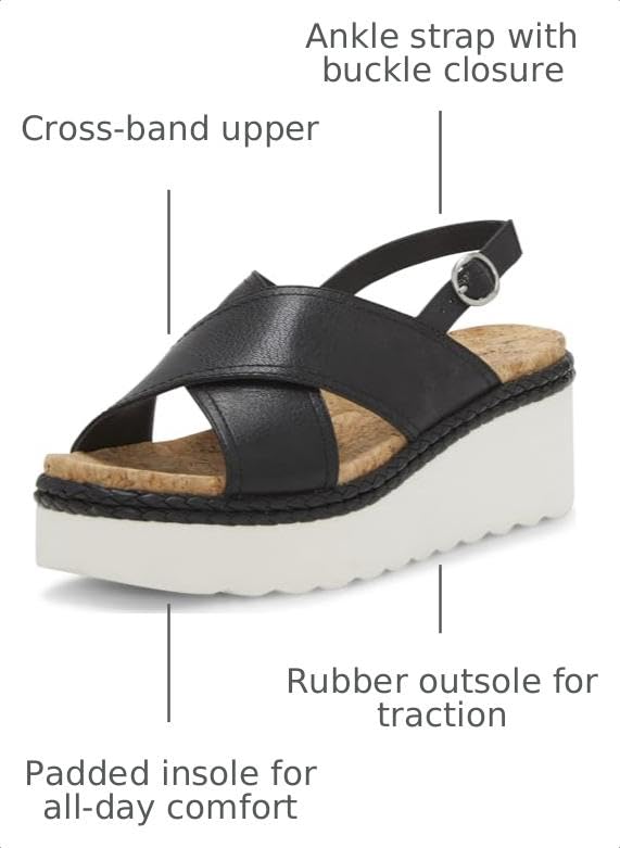 Lucky Brand Women's Pebina Cross Band Wedge Sandals, Black, 7 Medium by Lucky Brand - Used condition - Image 3