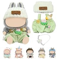 ePicsoa Bekleidung für 17cm Labu-bu Plüsch, Kuscheltier Kleidung Outfit nur Bekleidungs zubehör, Niedliche Mini Plüsch Pullover Hoodie Bekleidung DIY Kinder Geschenke (Grün)