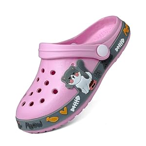 XPKWS Kids Clogs Boys Girls Garden Shoes Unisex-Child Cartoon Slide Sandals with Pivoting Heel Straps