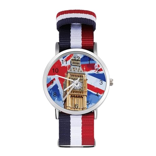 Big Ben - Reloj de pulsera de cuarzo personalizado con números arábigos con correa ajustable para hombres y mujeres Big Ben - Reloj de pulsera de cuarzo personalizado con números arábigos con correa ajustable para hombres y mujeres