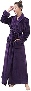 Artfasion Women's Long Flannel Bathrobe Ultra Soft Plush Microfiber Fleece Robes,Purple,Small / Medium
