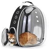 Smoochie Bubble Cat Backpack - Clear Cat Carrier & Bookbag - Holds up to 20lbs, Kitty/Dog Carrier (Black, Classic)