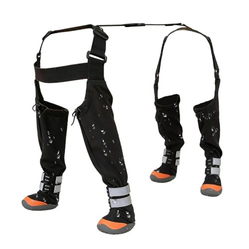 Botas de goma y ABS y algodón con suspensión para perros – Protector antideslizante impermeable | Botas de suspensión ajustables para perros con tira reflectante para cachorros de mascotas, clima frío