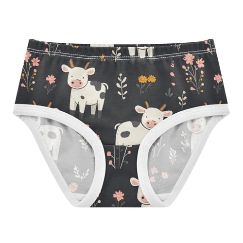 Wusikd Cows Girls' Underwear Cotton Flowers Girls Briefs Soft Toddler Underwear 2T