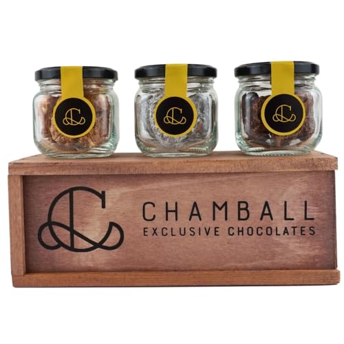 CHAMBALL 15 Trufas de Chocolate con: Champagne, Whisky y Pedro Ximenez Ideal para Disfrutar y Regalar - Caja de Chocolates Belgas Artesanos -Surtido de Bombones Premium de Origen Belga