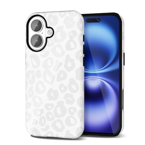 Svanove Cheetah Print Phone Case for iPhone 16 Case Girly Trendy Leopard Pattern, Retro Cool Animal Print, Luxury Cute Case for Women, Aesthetic Y2k Hard Shell Plastic, White