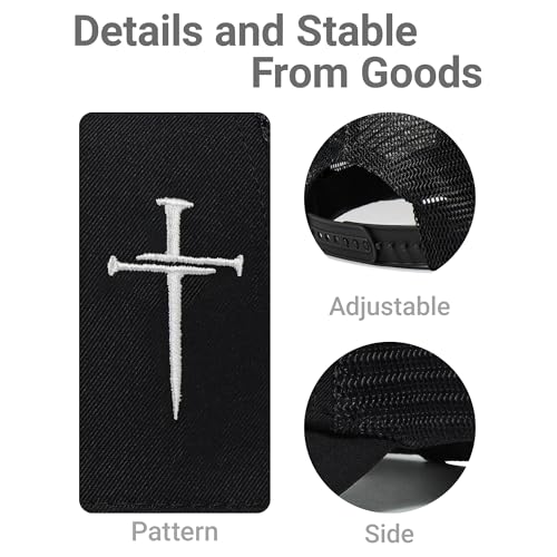 Image of Christian Hats for Men Women,Jesus 3 Nail Cross Hat Christian Religious Gifts for Birthday /Christmas