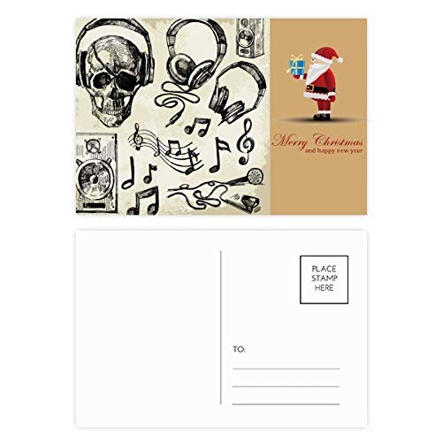 Cartes postales tête de mort et instrument pour fan de rock
