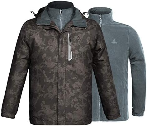 3 in 1 Winter Camouflage Jackets for Men Waterproof Windproof Detachable Hood Lining Coat Perfect for Motorcycle