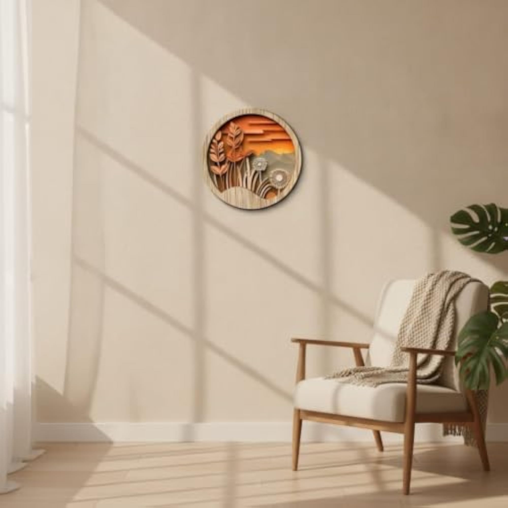 Round Wooden Plaque Layered Wall Decor, Rustic Home Accent