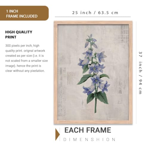 Image of kotart Home Decor Floral Painting Decorative Wall Art | Aesthetic Poster With Frame For Living Room Bed Room Hotel Wall Decor Digital Reprint Set of 3 (35x37 Inch)