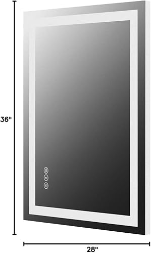 Miniatura 9 de Amorho - Espejo de pared para tocador de baño, de 28x36 pulgadas, con luz LED doble delanteratrasera regulable, continua, con antiempañamiento,