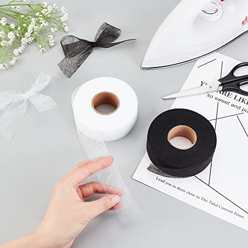 arricraft 2 Rolls 109 Yards Iron-on Hemming Tape Fabric Fusing Tape, 1.2\" Wide Double-Sided Adhesive Hem Tape for Bonding Clothes Jeans Pants DIY Sewing Accessories, Black & White - Thumbnail 4
