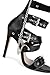 MissHeel Gladiator Heel Sandals Knee High Strappy Heels for Women Sexy Stiletto Heeled Black Buckle Belt Party Club Shoes Size 9.5