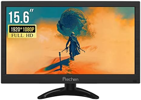 Portable Monitor 15.6 Inch CCTV Monitor 1920X1080 Resolution LED Screen Small Monitor with HDMI/VGA/Input Monitor for fire stick, Computer, PC, kitchen monitor, Windows 7/8/10, VESA, Black