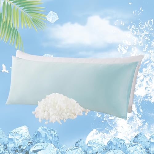 WhatsBedding Memory Foam Body Pillow with Zippered Cooling Cover, Full Body Pillow for Adults, Long Pillow for Sleeping, Fluffy Supportive, Ice Blue