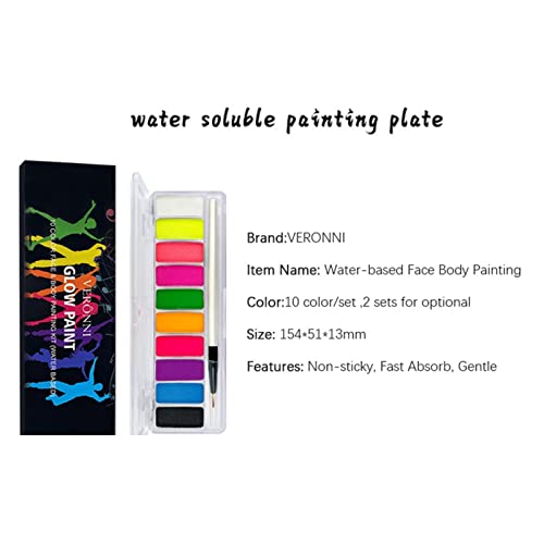 pintura facial - Brilho no escuro maquiagem - 10 Facial Neon Cores Brilhantes, Maquiagem Corporal co