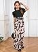 WDIRARA Girls's Casual Graphic Puff Sleeve Bow Belted Wide Leg Jumpsuit Black 16Y A
