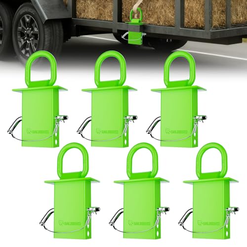 SALUINOKI Stake Pocket D Ring for Trailer Heavy Duty D-Ring Stake Pocket Tie Downs Galvanized Green with Anti-Loss Cord and Gloves Breaking Load 16 200lbs (6 Set)