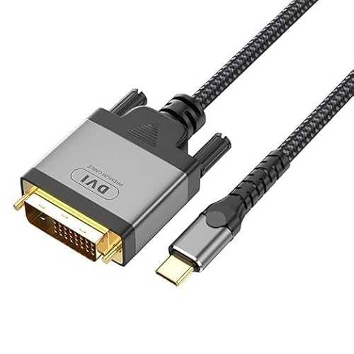 USB C to DVI Cable 4K@30Hz USB Type-C to DVI Adapter 1080p Full HD Converter Compatible for Monitor, TV, Projector, MacBook Pro, Samsung Galaxy, Surface Book, Dell, Pixelbook and More - 1M
