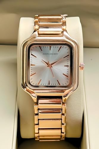 Image of AMERICANVIBER DRW0032 Brown+DRW006 Rose White Designer Combo Watches for Women ? Premium Look Analog Watch - for Women