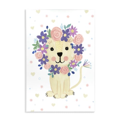 'Quirky Pink Purple Floral Lion Mane Heart'| Wall Plaque Art