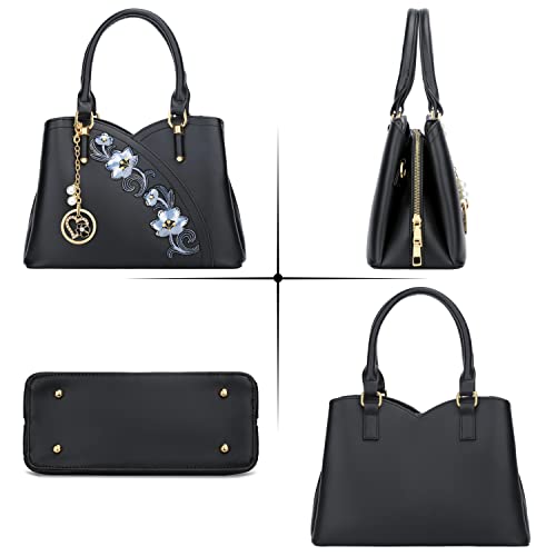Image of KKXIU Triple Compartments Purses and Handbags for Women Fashion Ladies Satchel Shoulder Top Handle Bag