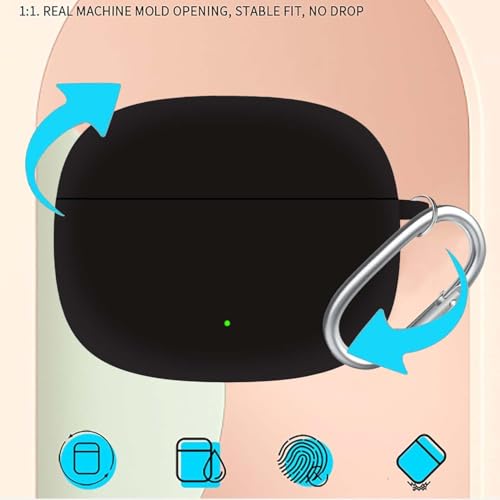 Image of Anvique Silicone Case Cover for Oneplus Nord Buds 4 Pro, Scratch Resistance, Shock Absorption, with Premium Carabiner (Black R)