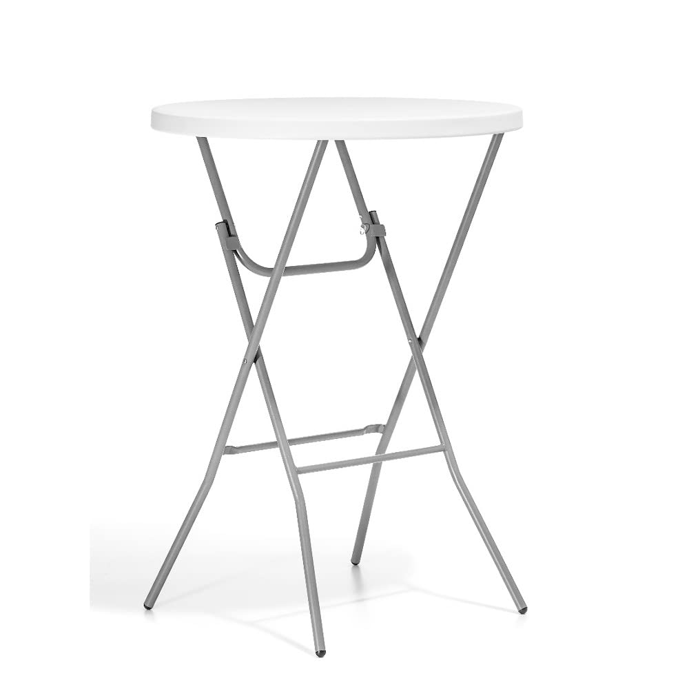 Tavolo da Bar Rotondo 80 cm, Tavolo da Catering Pieghevole, Tavolo da Buffet, Tavolino Pieghevole, Bianco, in Polietilene (HDPE), per Eventi e Feste