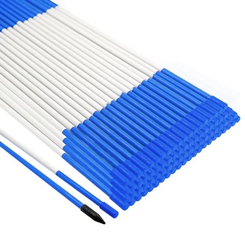 Growsun Driveway Marker 48 inch Blue Fiberglass 5/16 inch Dia Snow Fence Reflective Plow Stakes for Yard Walkways Parking Lots Safety Rods Edge, 50 Pack