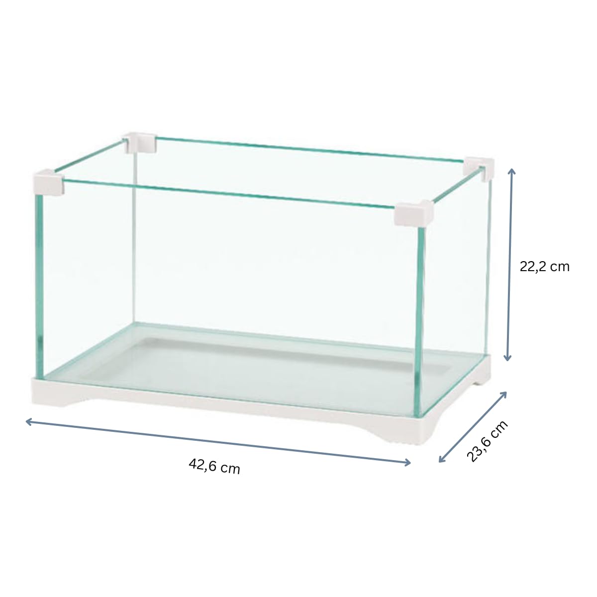 Aquariumline tartarughiera/teca in vetro per rettili, tartarughe d’acqua e di terra cm42x23x22h capacità 23 litri completa di filtro interno