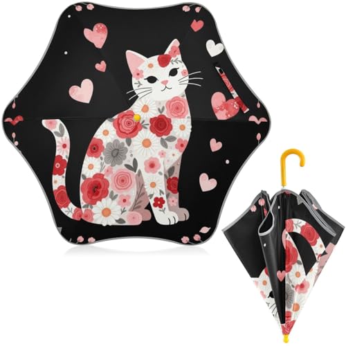 Paraguas para niños con diseño de gato y mango de gancho ideal para la escuela