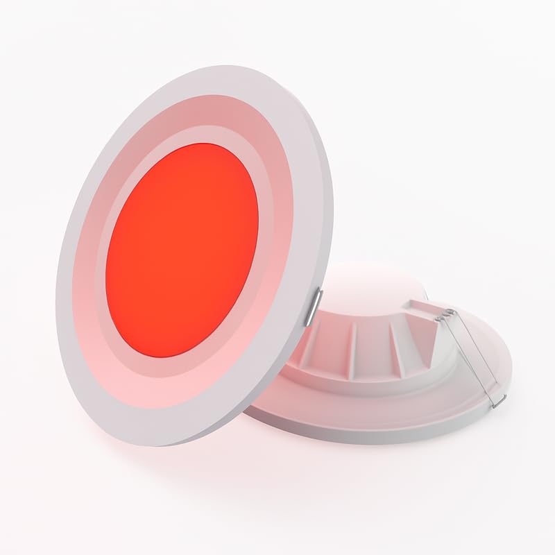 Image of elleys' Zain 6 Watt Junction Box Led Ceiling Light| Cut Out- 75 mm|BIS Certified| Red Color Ceiling Light for Hall,Room,Office | Led Downlighter Colour (Red) Pack of 10