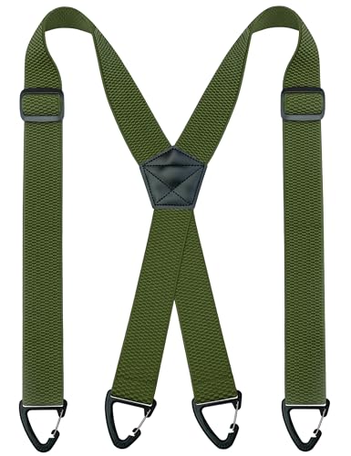 JEMYGINS Tirantes para hombre tipo X, longitud ajustable, con hebilla triangular antideslizante, verde oliva, M