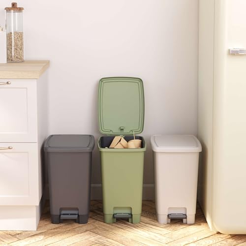 Image of Sundis Bucket Bin, 30L Pedal Bin, Removable Bucket, Rectangular, Recycled Plastic, Grey, for Kitchen, Office, Laundry, Workshop, Bathroom