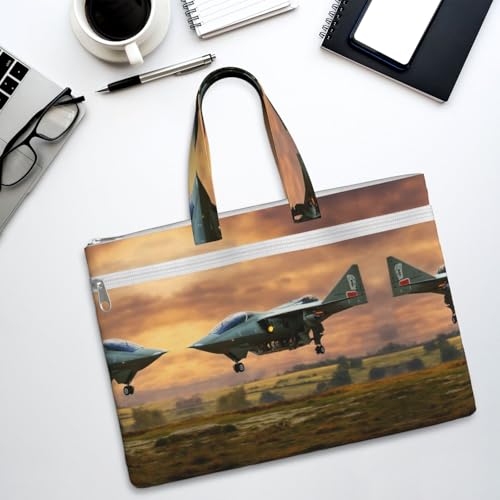 Aircraft Fighter Jets Canvas Document Bag Briefcase For Professionals And Executives 7