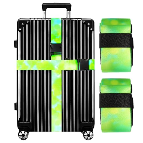 Image of Luggage Straps for Suitcases TSA Approved-2 Pack Bright Personalized Luggage Belt Strap for Suitcase /Carry On Bag Luggage Accessories for Travel (Watercolor-Green)