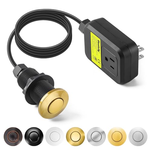 Garbage Disposal Air Switch Kit Sink Top Waste Disposal Long Stainless Steel Golden Brushed On/Off Air Button Food and Waste Disposals Part by Etoolcity, UL Listed by Etoolcity - Used condition - US$30.37